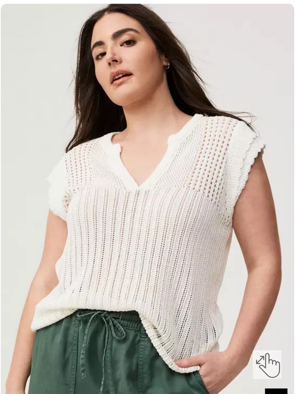 Torrid Pointelle V-Neck Pullover Sweater 2X - Picture 2 of 13
